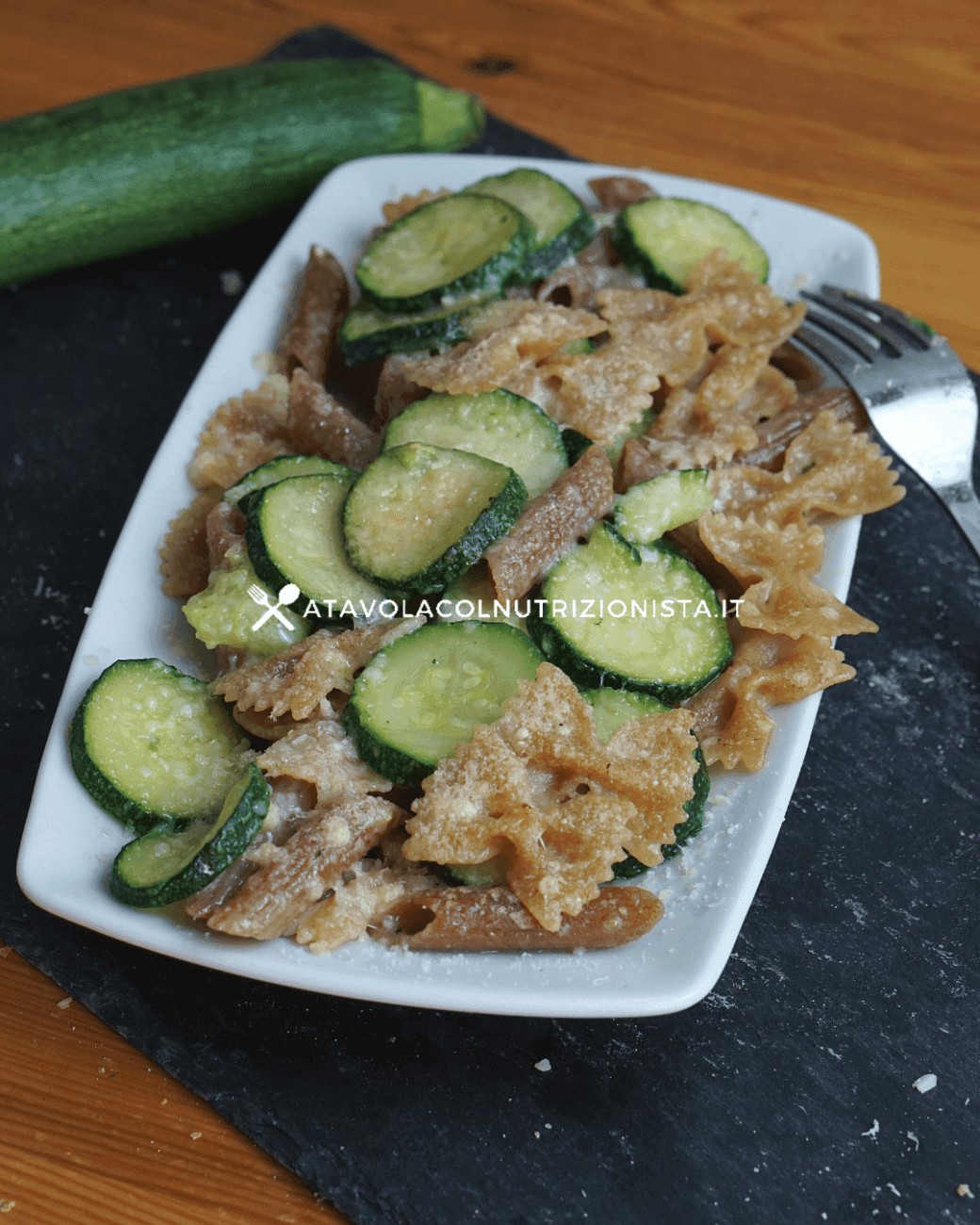 Pasta integrale con le zucchine gratinata