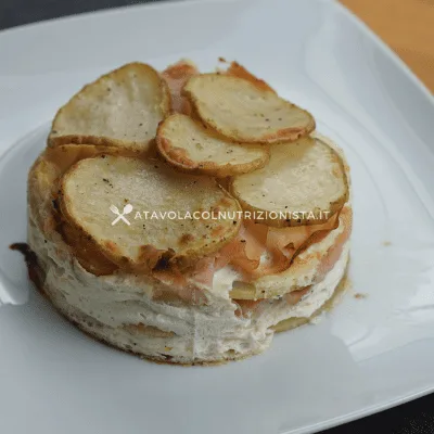 tortino di patate ricotta e prosciutto