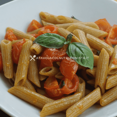 pasta integrale pomodorini e basilico
