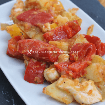 pollo e patate e peperoni