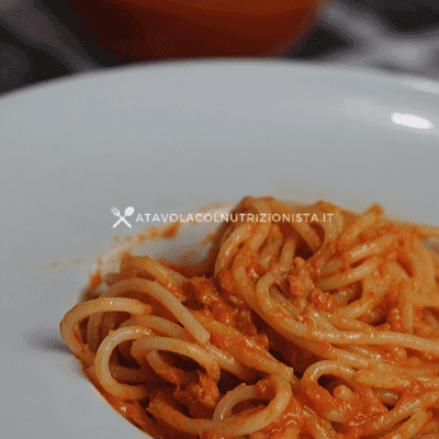 pasta tonno e crema di peperoni