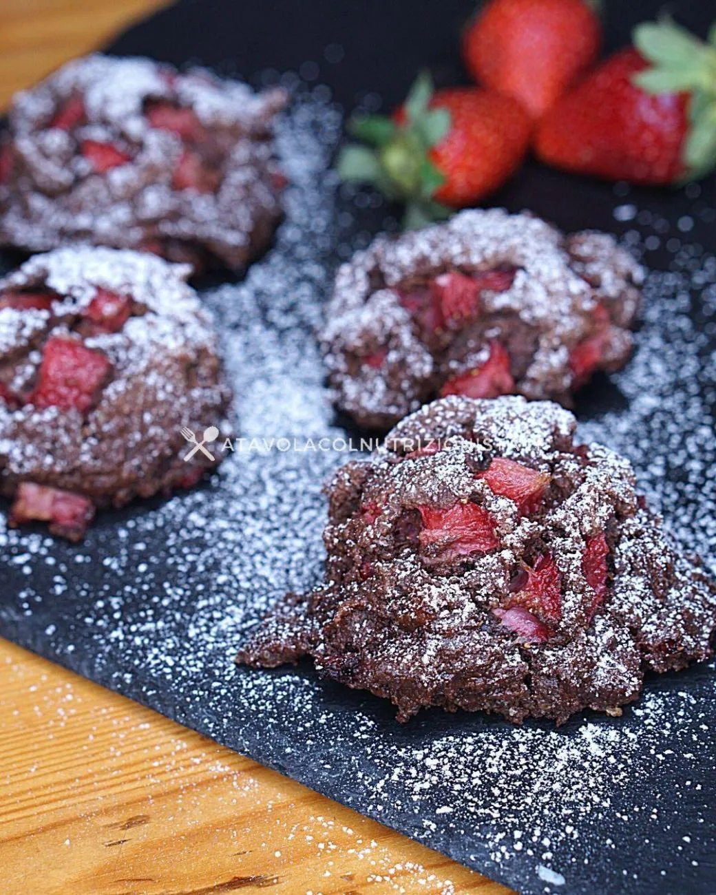 Biscotti Fragole e Cacao Senza Burro e Senza Zuccheri Aggiunti