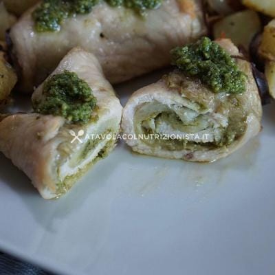 involtini di pollo melanzane e pesto