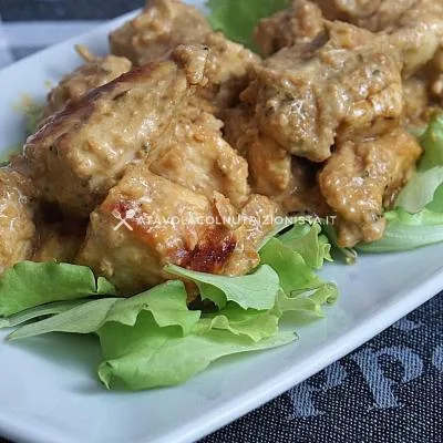 ricetta Bocconcini di Pollo con Crema di Zucca e Ricotta