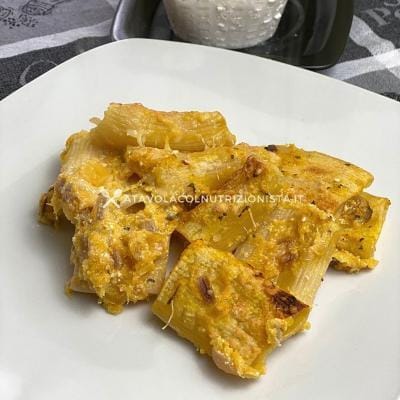 Pasta con Crema di Ricotta e Zucca Gratinata