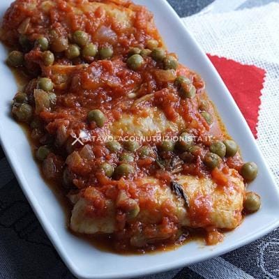 ricetta Merluzzo Pomodoro e Piselli