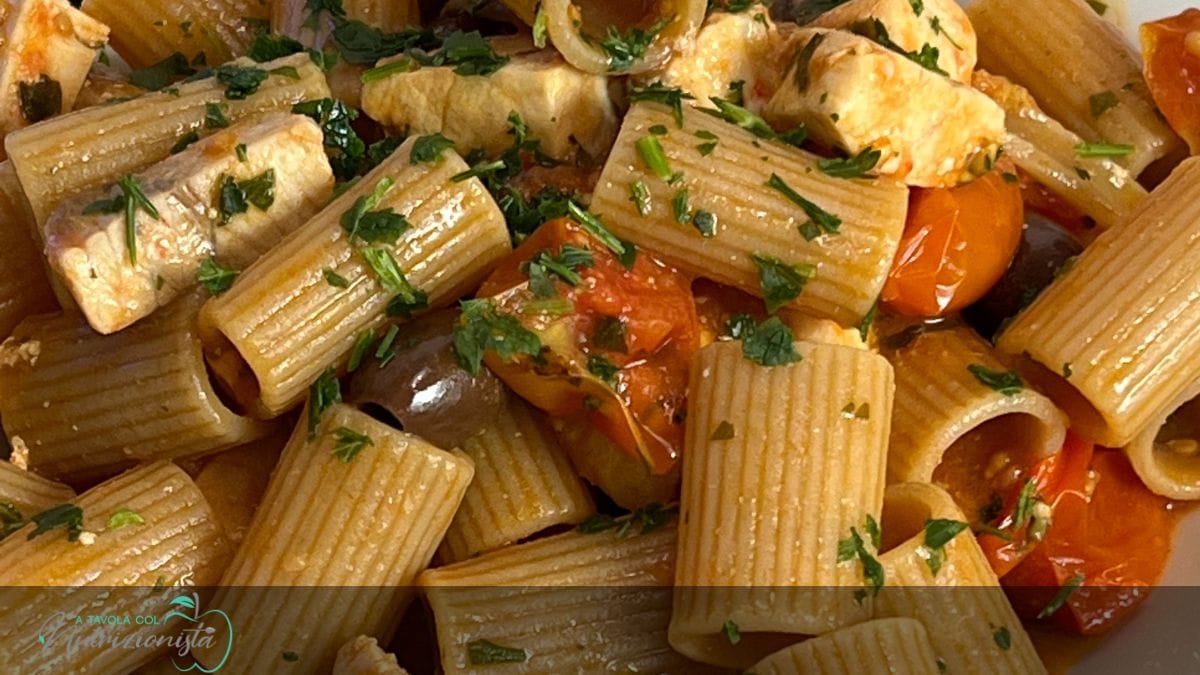 Pasta con Pesce Spada, Pomodorini e Olive
