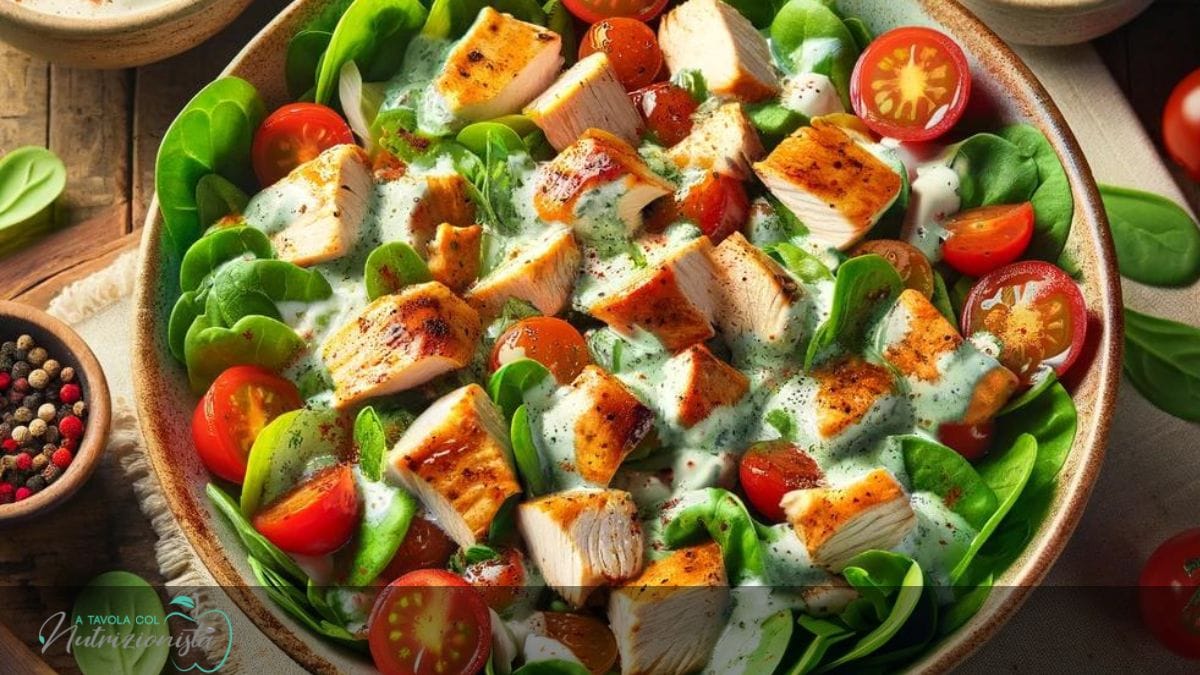 Insalata di Pollo con Dressing allo Yogurt Greco: Un Modo Alternativo di Mangiare il Pollo a Dieta ma non Solo