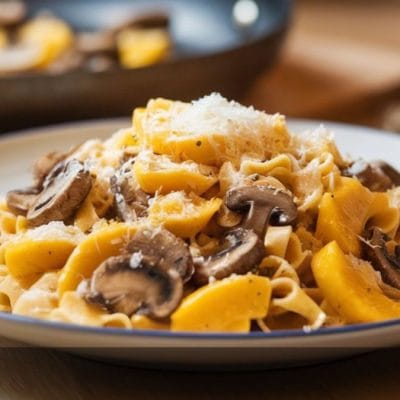 Pasta con Funghi e Zucca