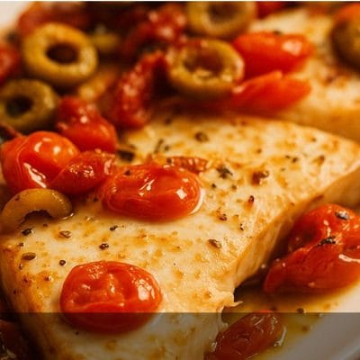 pesce spada con pomodorini e olive