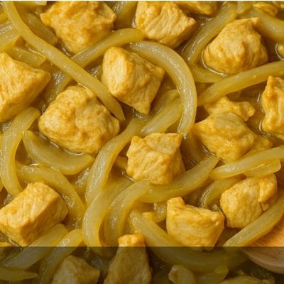 pollo curry e cipolle