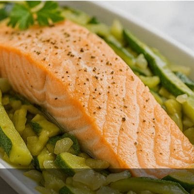 Filetto di Salmone con Julienne di Zucchine