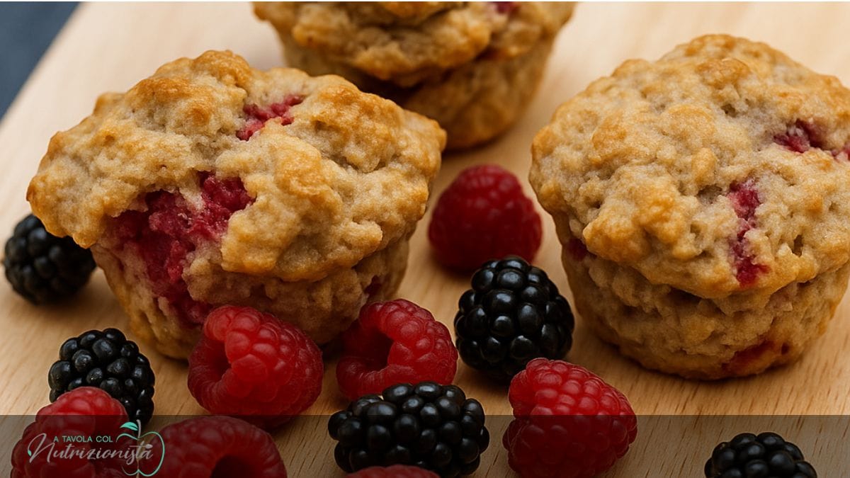 Muffin integrali con frutti di bosco a basso indice glicemico