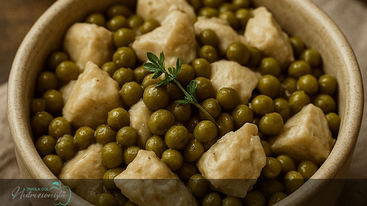 Straccetti di pollo e piselli