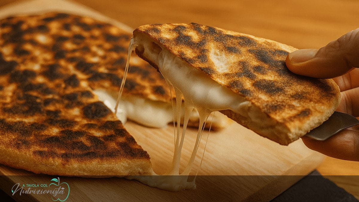 Focaccia Dietetica in Padella Prosciutto Cotto e Formaggio