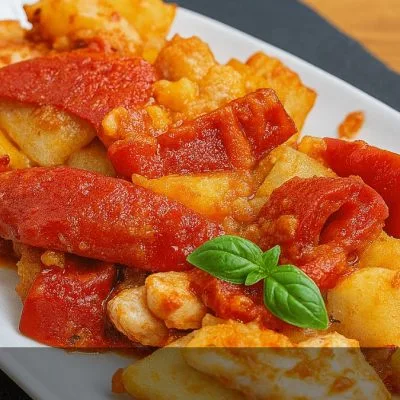 Petto di Pollo con patate e peperoni