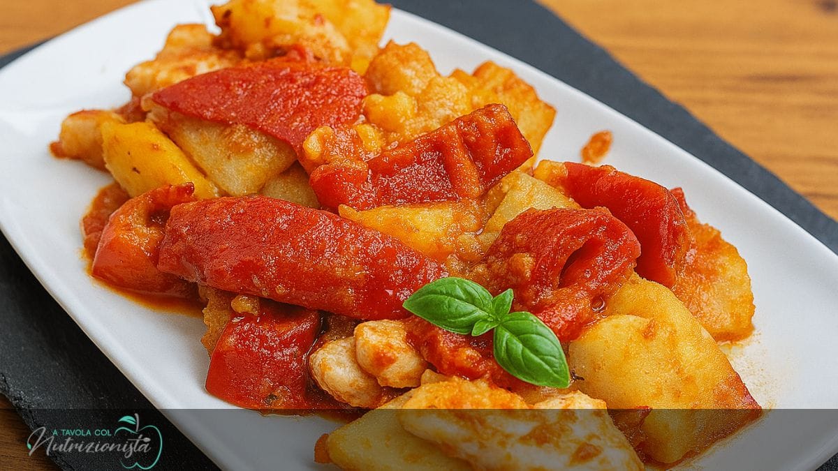 Petto di Pollo con patate e peperoni