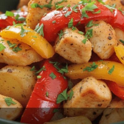 petto di pollo patate e peperoni