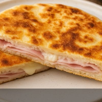 Focaccia in padella con prosciutto cotto e formaggio, ricetta veloce senza forno