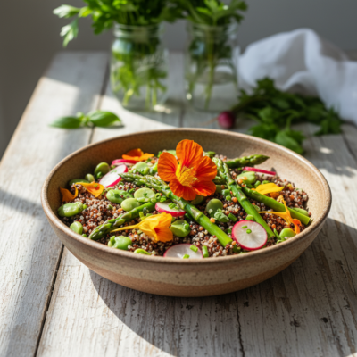 Bowl di Quinoa e Lenticchie al Vapore con Asparagi e Fave: Il Piatto Completo che Ti Sveglia dal Letargo Primaverile