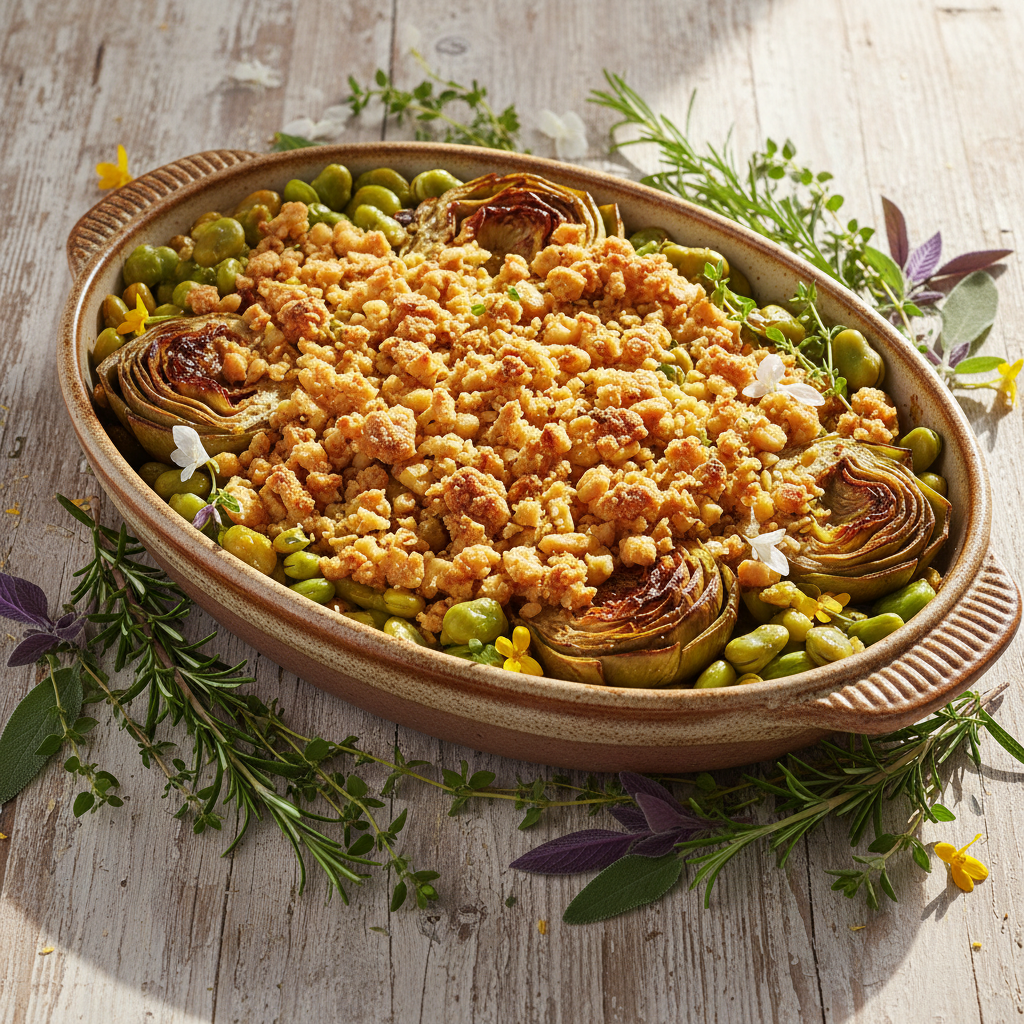 Carciofi e Fave al Forno con Crumble di Cannellini: Il Contorno Primaverile che Conquista