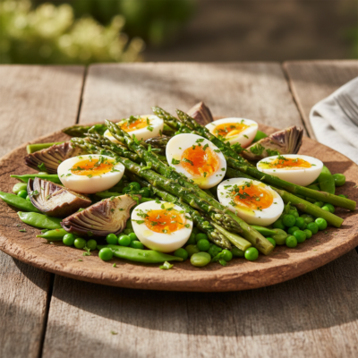 Contorno di Verdure Primaverili al Vapore con Uova Sode: Il Colore della Primavera nel Piatto