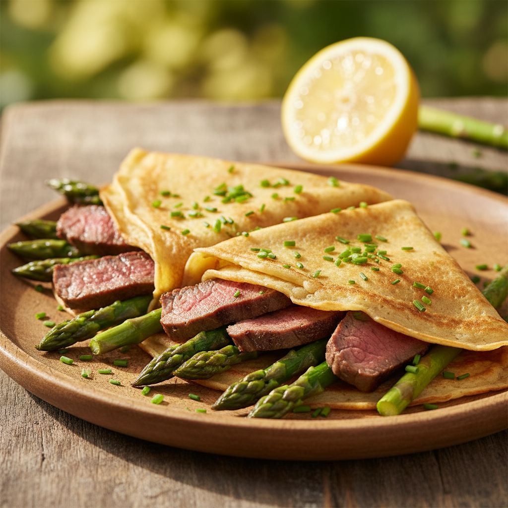 Crepes Proteiche al Manzo con Asparagi Grigliati: Il Brunch Fit che Non Ti Aspetti