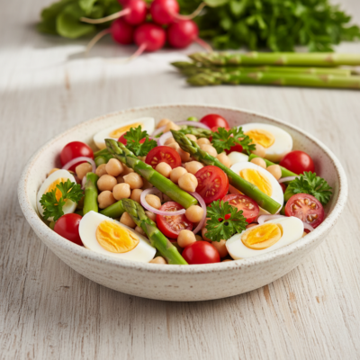 Insalata di Ceci con Asparagi e Uova Sode: Secondo Vegetariano Primaverile