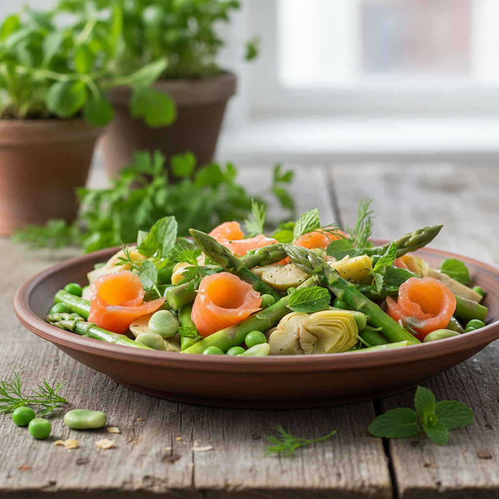 Insalata Tiepida di Primavera con Salmone: Il Contorno che Diventa Protagonista