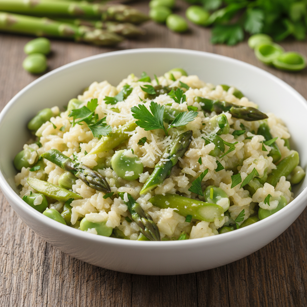 Risotto agli Asparagi con Crema di Fave: La Primavera nel Piatto
