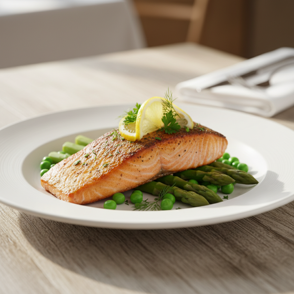 Salmone Croccante in Friggitrice ad Aria con Asparagi e Piselli: Il Secondo Fit che Non Ti Aspetti