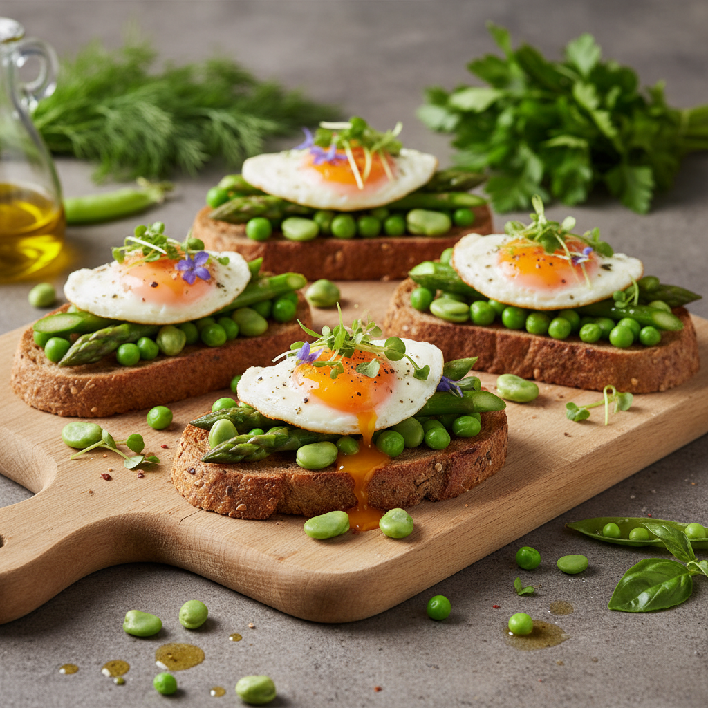 Tartine Croccanti di Uova Grigliate con Verdure Primaverili: L’Antipasto che Spacca