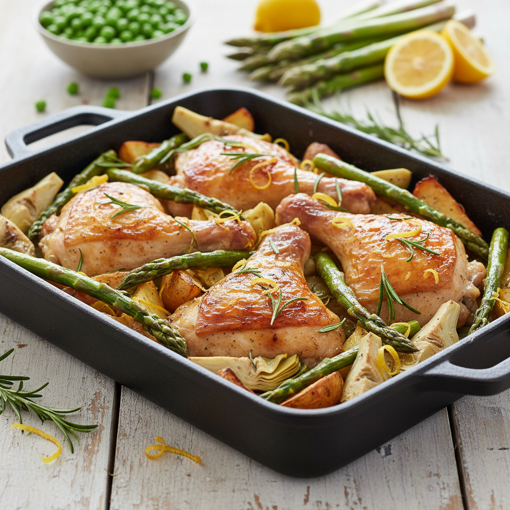 Teglia di Pollo con Asparagi e Carciofi: Il Piatto Unico che Profuma di Primavera