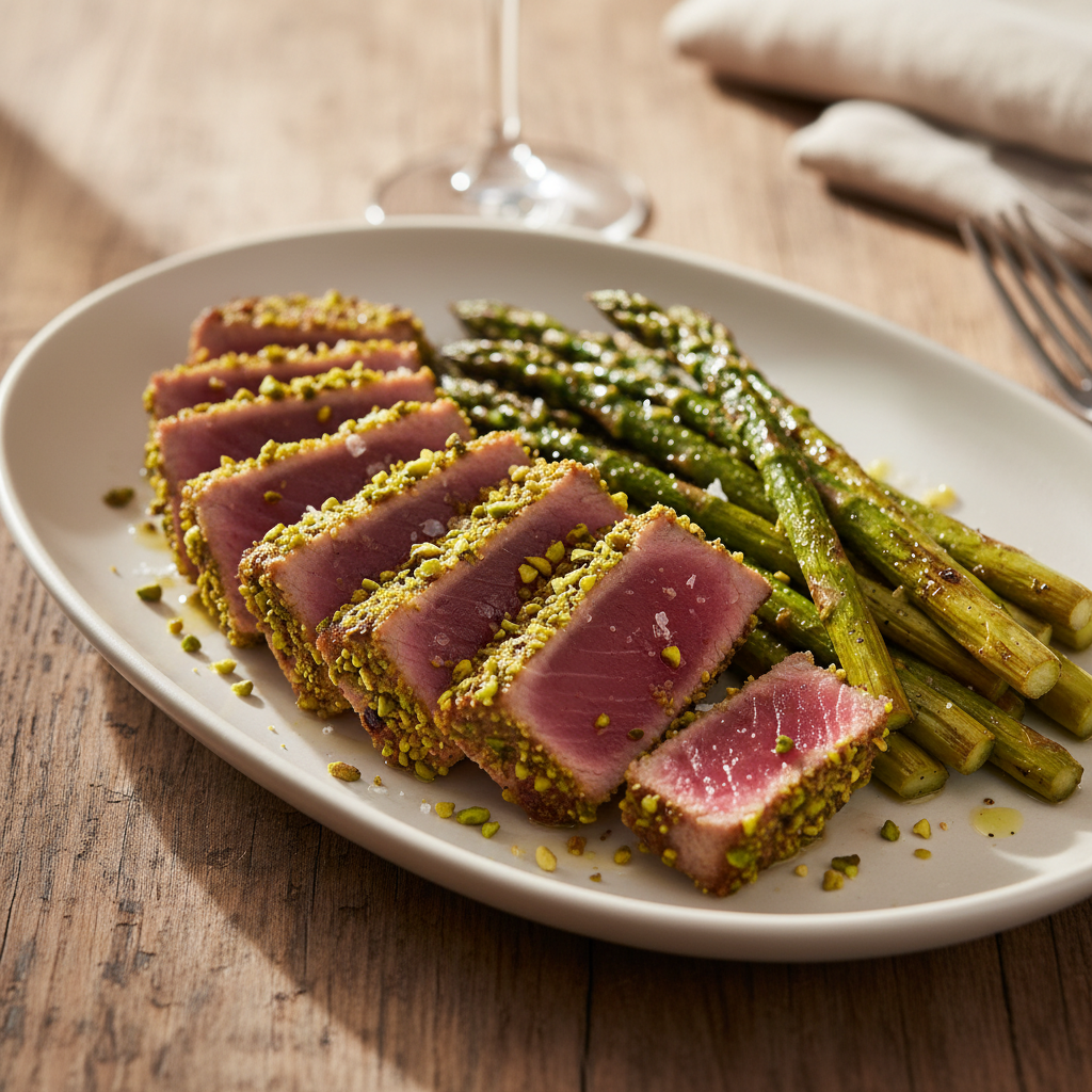 Tonno Fresco in Crosta di Pistacchi con Asparagi: Il Secondo Fit che Ti Fa Dimenticare la Dieta