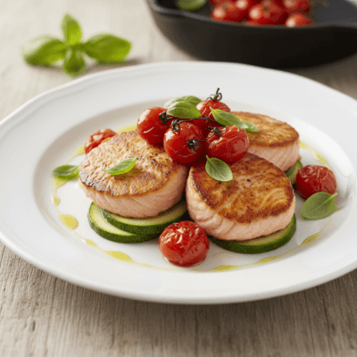 Insalata Tiepida di Zucchine Grigliate, Pomodorini Confit e Menta