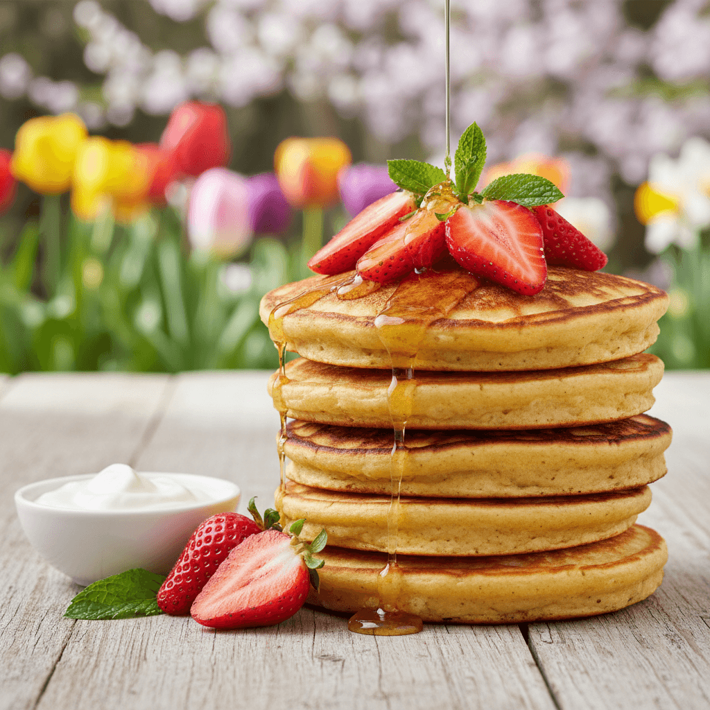 Pancake Proteici in Friggitrice ad Aria con Yogurt Greco e Fragole