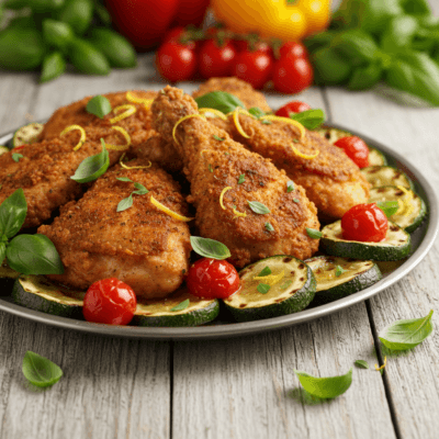 Pollo Croccante in Friggitrice ad Aria con Zucchine e Pomodorini