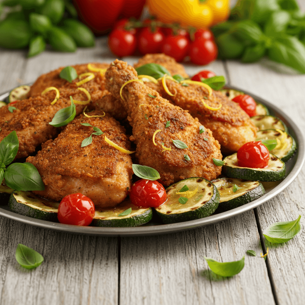 Pollo Croccante in Friggitrice ad Aria con Zucchine e Pomodorini