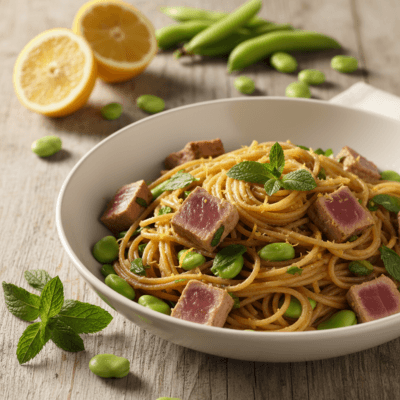 Pasta Fredda con Ricotta, Asparagi e Piselli al Limone