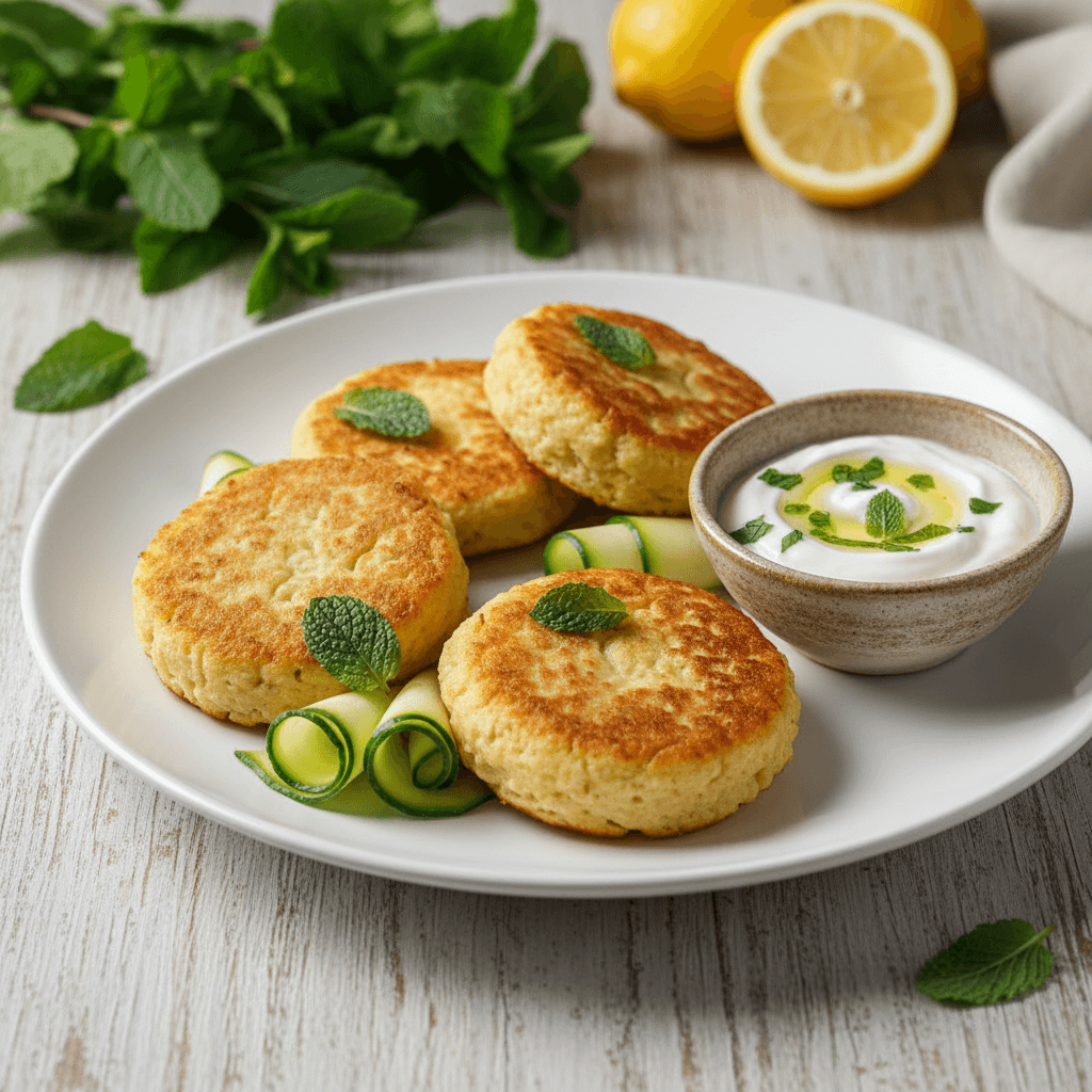 Tortini di Ceci al Vapore con Zucchine e Menta