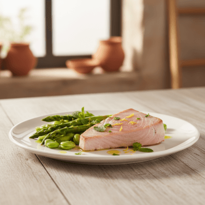 Uova in Camicia nel Brodo di Asparagi e Piselli