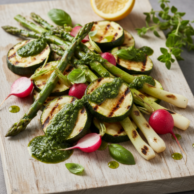 Verdure Grigliate di Stagione con Salsa Verde al Basilico: Il Contorno che Trasforma Tutto