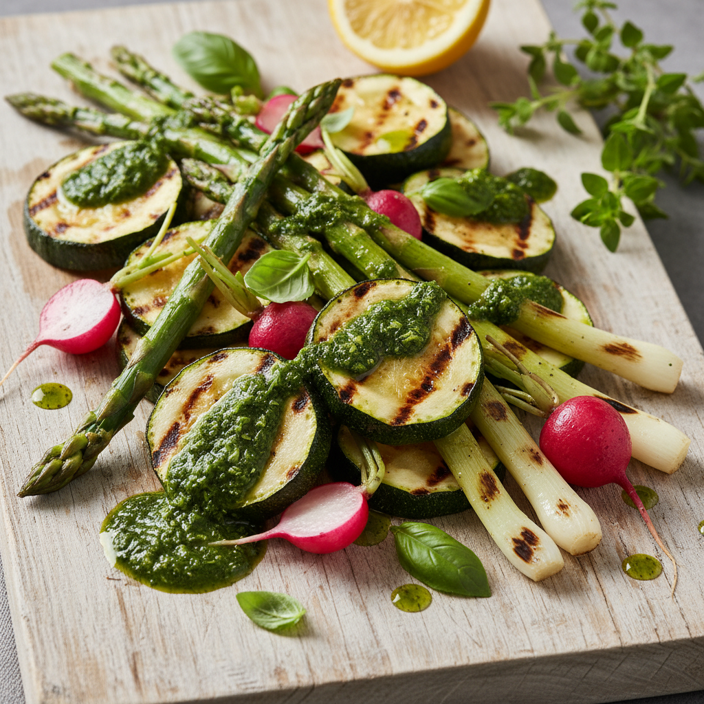 Verdure Grigliate di Stagione con Salsa Verde al Basilico: Il Contorno che Trasforma Tutto