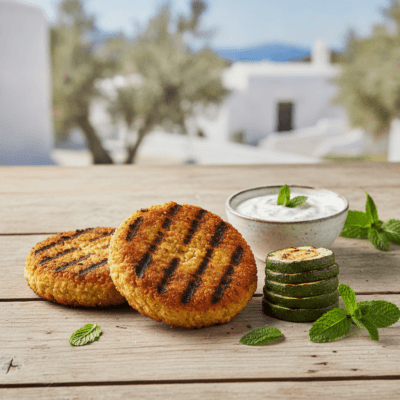 Burger di Ceci alla Griglia con Zucchine e Salsa allo Yogurt