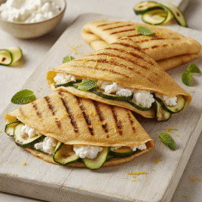 Crepes Proteiche alla Griglia con Zucchine e Ricotta