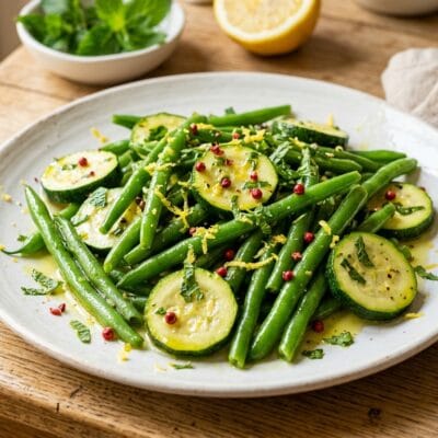 Fagiolini e Zucchine al Vapore con Gremolata di Limone e Menta