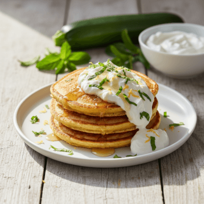 Pancake Proteici alla Friggitrice ad Aria con Yogurt Greco e Zucchine