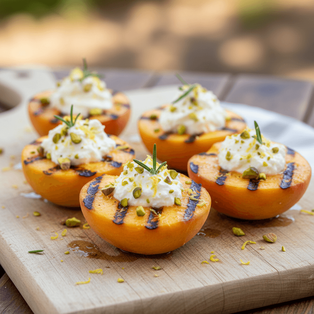 Pesche Grigliate Ripiene di Ricotta e Miele al Rosmarino