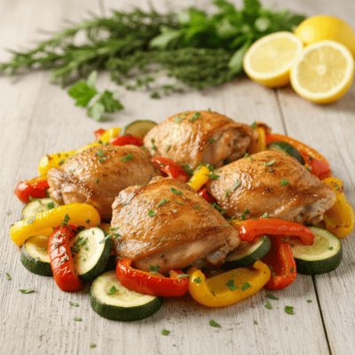 Pollo al Forno con Peperoni e Zucchine