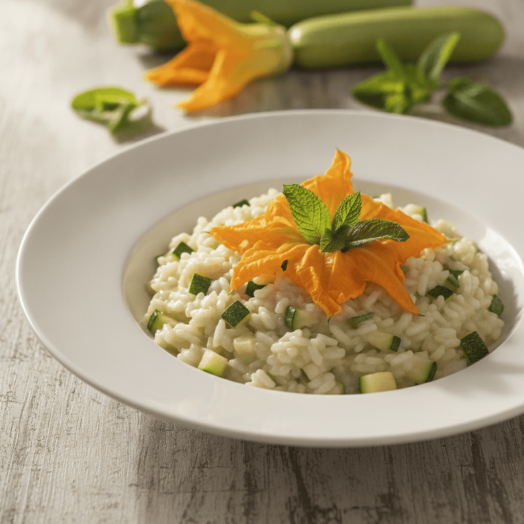 Risotto al Vapore con Zucchine Fiori e Menta